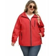 thumbnail image 5 of adviicd Plus Size Womens Rain Jacket with Hood Waterproof Raincoats Lightweight Packable Outdoor Trench Coat Red, 3XL, 5 of 9