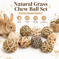 thumbnail image 5 of WLGJL Bunny Chew Grass Balls, Rolling Chew Toys for Small Animals, Natural Chew Grass Toys and Bunny Treats for Rabbits, Guinea Pigs, Chinchillas, Hamsters, Mice Teeth Grinding (8 Pcs), 5 of 8
