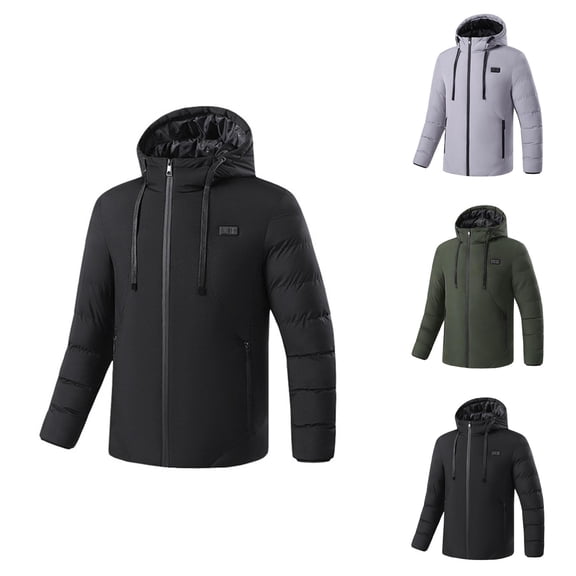 Heated Jackets for Men 11 Heating Zones Zip Up Heated Hoodie with Pockets Powered by Power Bank)