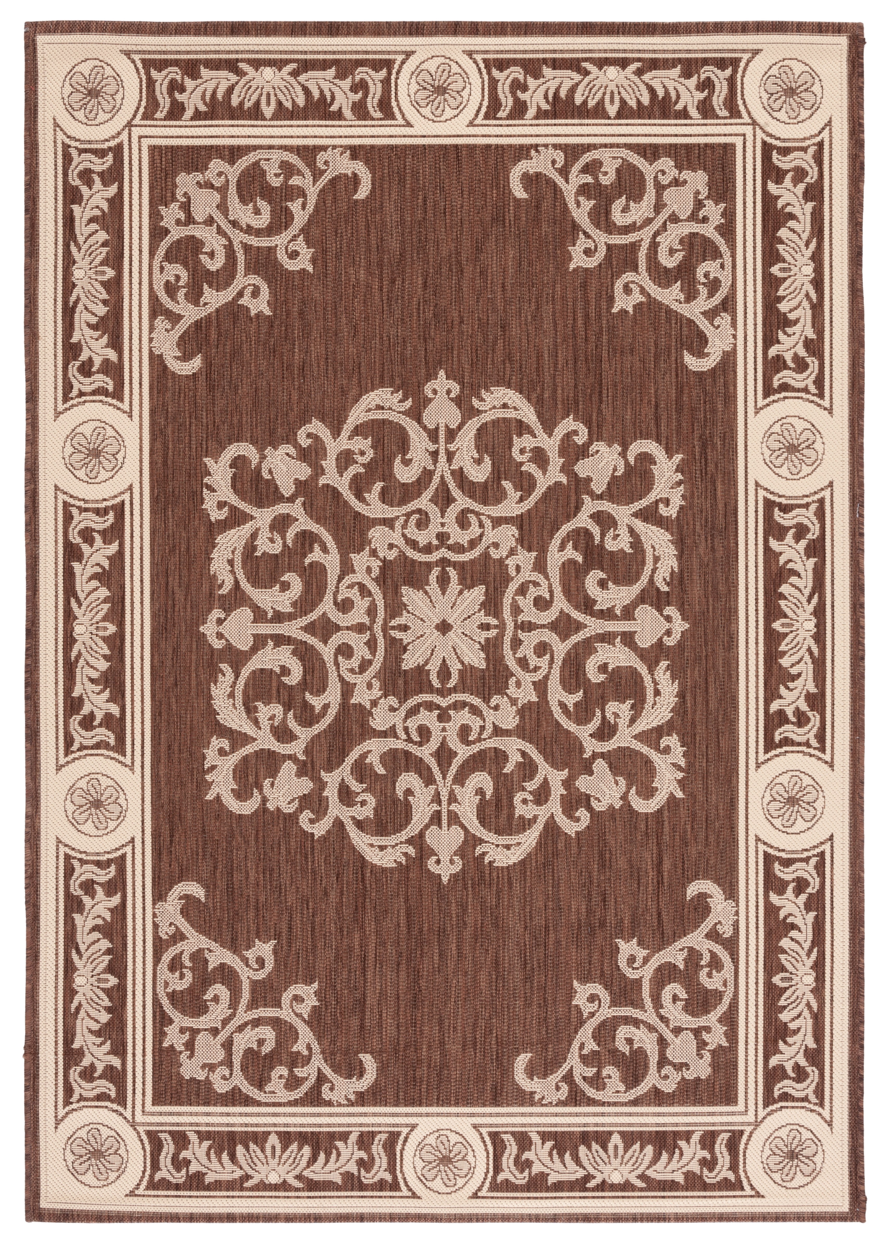 Safavieh Courtyard Cynthia Oriental Indoor/Outdoor Area Rug, Chocolate/Natural, 5'3" x 7'7"