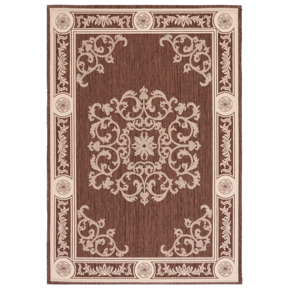 Safavieh Courtyard Cynthia Oriental Indoor/Outdoor Area Rug, Chocolate/Natural, 6'7" x 9'6"