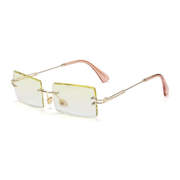 Moda Popular sin montura pequeño rectángulo gafas de sol mujeres hombres 2020 tonos aleación Metal gafas UV400 gafas Tan Jianjun unisex