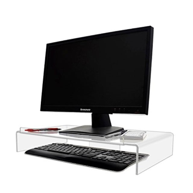 Kantek Acrylic Monitor Stand with Keyboard Storage Up to 19" Screen
