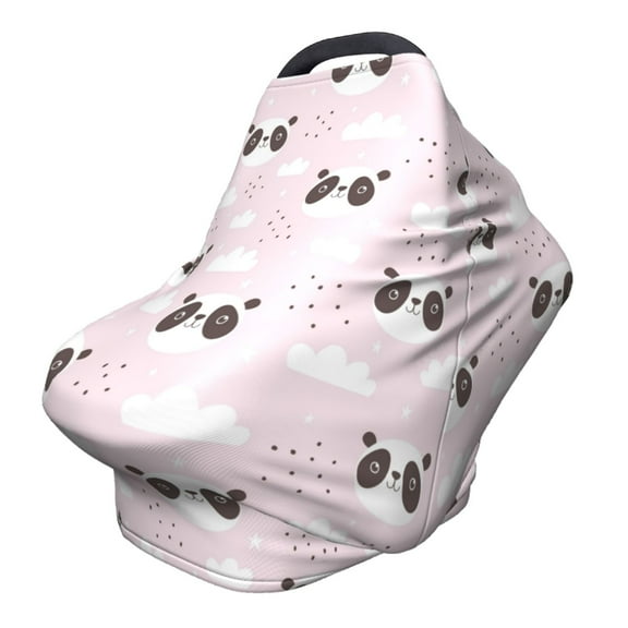 Fotbe Cute Panda Pattern Car Seat Covers for Babies, Nursing Breastfeeding Cover Infant Carseat Canopy, Soft Stretchy Carrier Cover