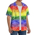 Zufioo Colorful Tie Dye Print Mens Button Down Short Sleeve Shirt