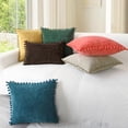 thumbnail image 4 of Throw Pillow Covers Decorative 16 X 16 Inches Pack of 2 Cozy Solid Dyed Soft Chenille Cushion Cases with Pom Poms for Couch Sofa Bed Living Room Home Taupe, 4 of 6