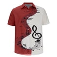 thumbnail image 6 of WREESH Men's Casual Fashion Short Sleeve Button Down Shirt with Color Block Print and Note Design Red, 6 of 6