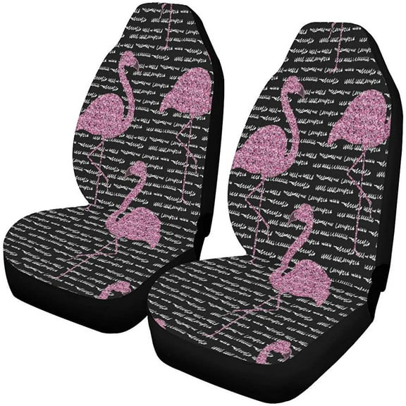 FMSHPON Set of 2 Car Seat Covers Pink Flamingos Universal Auto Front Seats Protector Fits for Car,SUV Sedan,Truck