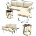 thumbnail image 3 of 3 Pcs Patio Furniture Set,PE Rattan Wicker Outdoor Sectional Couch with Detachable Chaise Lounge, Washable Cushions & Round Coffee Table for Backyard, Porch,Deck,Beige, 3 of 7
