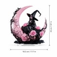thumbnail image 2 of Halloween Decor, Pink Gothic Halloween Decor, Witch Halloween Decor with Crescent Moon, Halloween Decorations for Home Indoor, 8X7 Inch 2D Acrylic Display Witch Tabletop Desk, 2 of 5