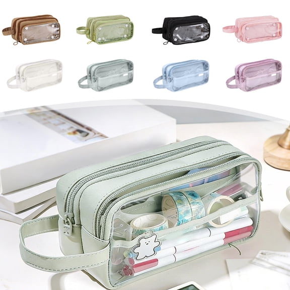 Yeciiwht Large Capacity Transparent Pencil Case – Durable Rectangular Storage Pouch with Zipper Closure, Portable Stationery Organizer for Students & Office