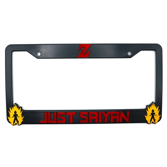 LP Frameworks Just Saiyan for DBZ 3D Raised License Plate Frame | 1 Pack USA Car License Plate Cover | Universal US Car License Plate Holder | Auto Accessories (Car, Truck and SUV)