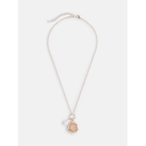Scenario Gold Tone Charm Necklace with Faux Pearl