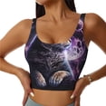 thumbnail image 2 of Lsque Purple Moon Cat Printed Women'S Sports Bra, Compression, Moisture Wicking, High-Impact Sports Bra For Women,Supportive sports bra-XX-Large, 2 of 9
