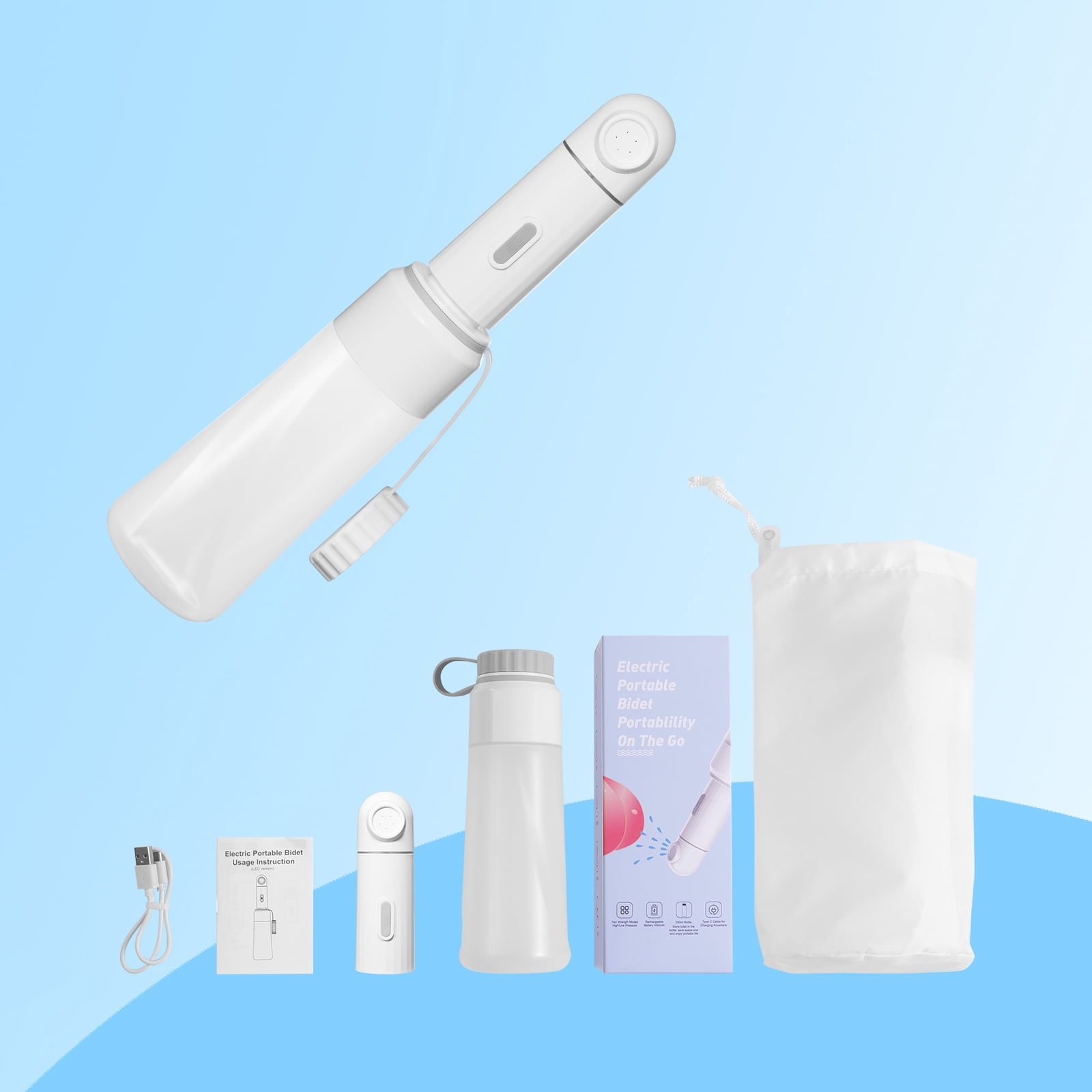 Obgado Electric Portable Bidet - 350ml Handheld Rechargeable Travel Bidet with 2 Sprayer Modes for Hygiene Cleaning