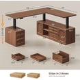 thumbnail image 3 of 69" x 55" Farmhouse L Shaped Electric Standing Desk with 6 Drawers and Storage Shelves, Height Adjustable Computer Desk for Home Office, 3 of 8