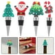 thumbnail image 3 of Juego de 4 tapones de vino navideños: Conservador de bebidas reutilizable con diseño de copo de nieve, bastón de caramelo, árbol de Navidad y Papá Noel. Fabricado en acero inoxidable., 3 of 8