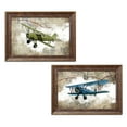 thumbnail image 2 of Gango Home Decor Map Biplane Wall Art; Two Beige 18x12in Art Prints in Gold Trim Brown Frames, 2 of 6