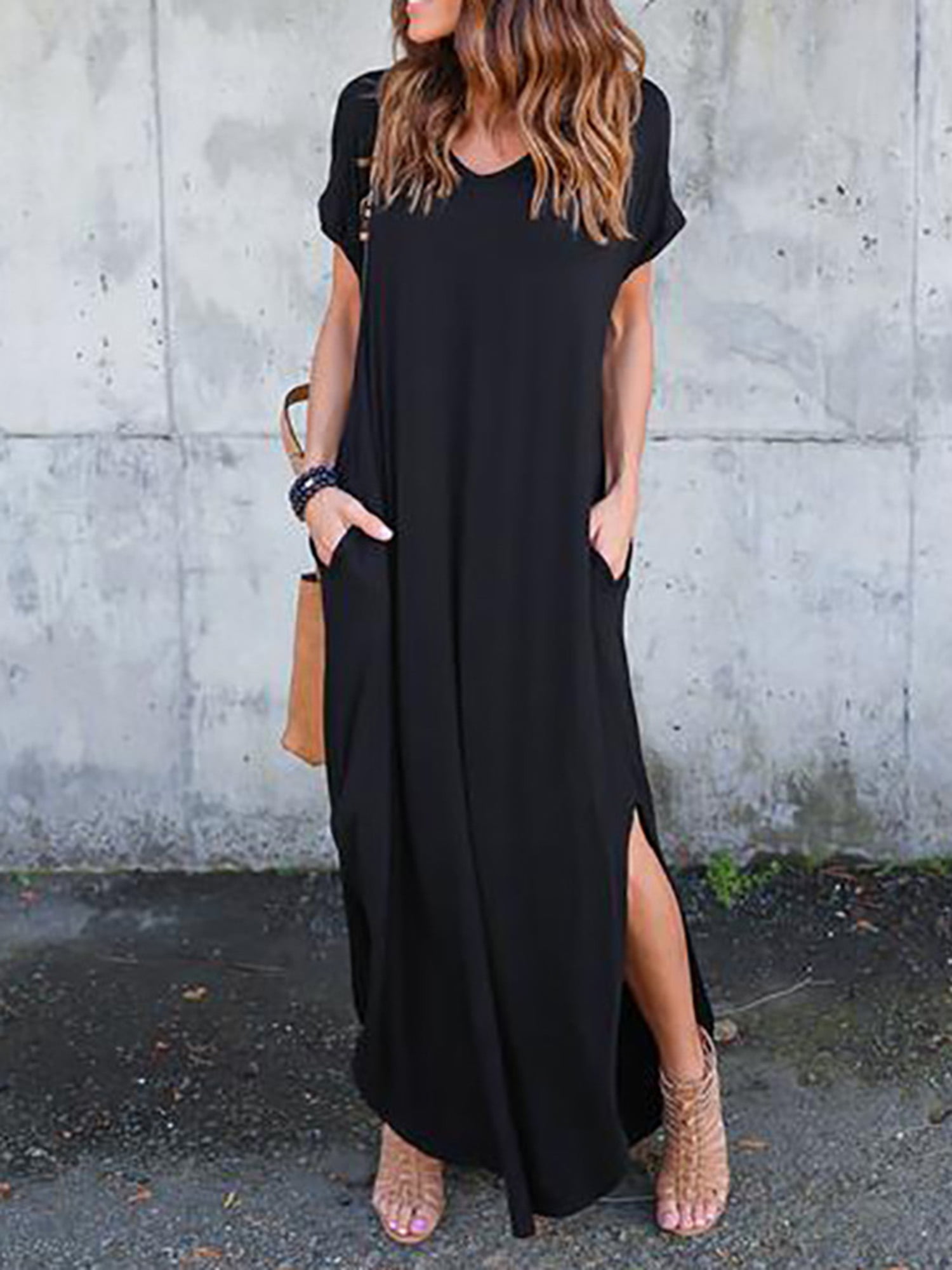 boho style black dress