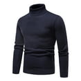 thumbnail image 4 of Men's Sweaters Ribbed Slim Fit Knitted Pullover Autumn Winter Turtleneck Solid Color Sweater Men Navy M, 4 of 4