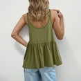 thumbnail image 7 of ZQGJB Women's Summer Flowy Tank Tops Loose Fit Sleeveless Strap Ruffle V Neck Shirts Babydoll Tunic Tank Peplum Tops Army Green L, 7 of 7