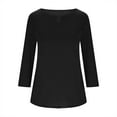 thumbnail image 6 of Fanxing Women 3/4 Sleeve Shirts with Keyhole Crewneck Pullover Going Out Tops Hollow Out Three Quarter Sleeve Blouses Black,XL, 6 of 7