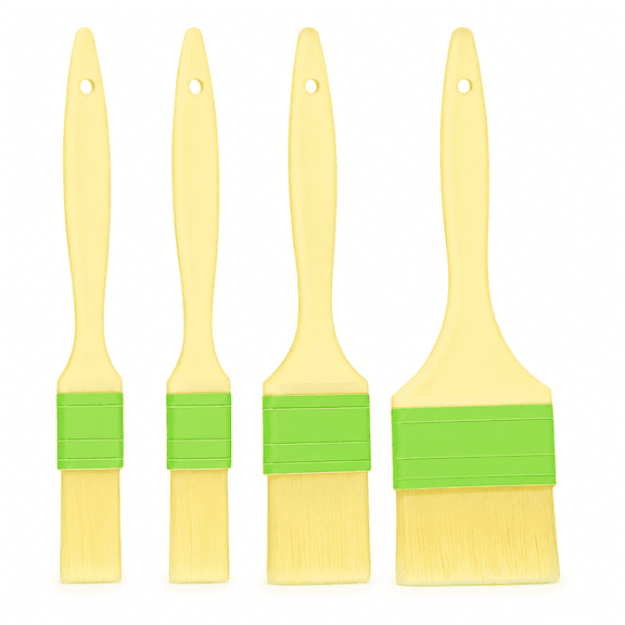 4-Piece Pastry Brush Set – PP Bristle Basting Brushes for Baking, BBQ, Roasting and Glazing – Heat-Resistant, Shed-Resistant, Dishwasher Safe