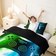 thumbnail image 4 of meiyoeat Neon Lightning Gamer Twin Bedding for Teens Boys, Electric Green Blue Gaming Duvet Cover Set, Black Reversible2 Pieces, 1 Duvet Cover and 1 Pillowcase, 4 of 7