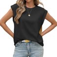 thumbnail image 2 of Summer Solid Color Women Cap Sleeve Casual Tank Tops Shirt, 2 of 6