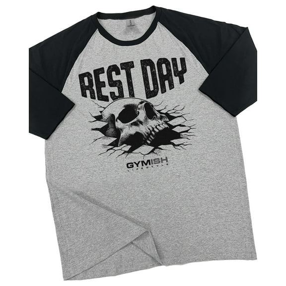 GYMISH Raglan Rest Day Workout T-Shirt for Men – Funny Gym Shirt, Casual Fitness Tee, Mens Athletic Top, Gym Wear for Lifters