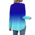 thumbnail image 6 of successthop Womens V Neck Shirts Long Sleeve Tunic Tops Button Pullover T Shirts Print Casual Clothes Blue XL, 6 of 7