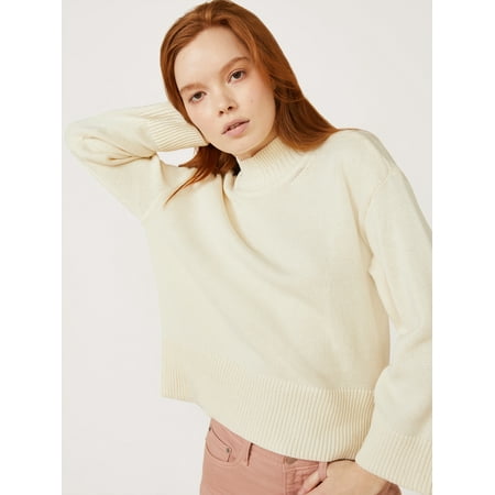 Free Assembly Women’s Mock Neck Sweater with Long Sleeves