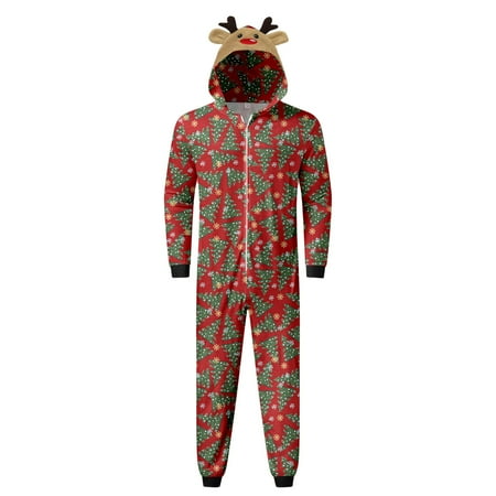 

ketyyh-chn99 Family Christmas Pajama Set Men Dad Merry Christmas Sets Prints Hooded Matching Christmas Pajama Pants Or Family