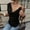 Black, variant on Women's Draped Cowl Neck Ruched Sleeveless Tank Top Going Out Tops Elegant Brunch Outfit Summer Beach Vacation Going Out Womens Tops Beige L