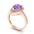 thumbnail image 2 of Halo Engagement Ring for Women - 2.36ct Simulated Alexandrite in 14K Rose Gold Promise Ring, 2 of 6