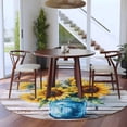 thumbnail image 4 of Country Sunflower Round Area&nbsp;Rug 5ft Watercolor Yellow Flowers Wood Grain Non-Slip&nbsp;Washable Circle Rugs Soft Felt Indoor Floor Mat for Bedroom Kitchen Living Room Bathroom, 4 of 9