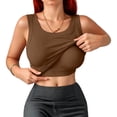 thumbnail image 2 of Stralyhd Built In Bra Tank Tops for Women Sweat Wicking Summer Tank Going Out Sleeveless Camisole Slim Fit Casual Outfits Brown S, 2 of 4
