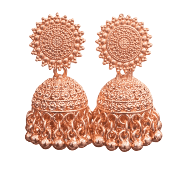 Elegant Gold Plated Jhumka Earrings for Women | Traditional Ethnic Dome Drop Earrings | Festive, Wedding, Party Jewelry