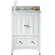 23.75-in. W Floor Mount White Vanity Set For 1 Hole Drilling Bianca Carara Top White UM Sink