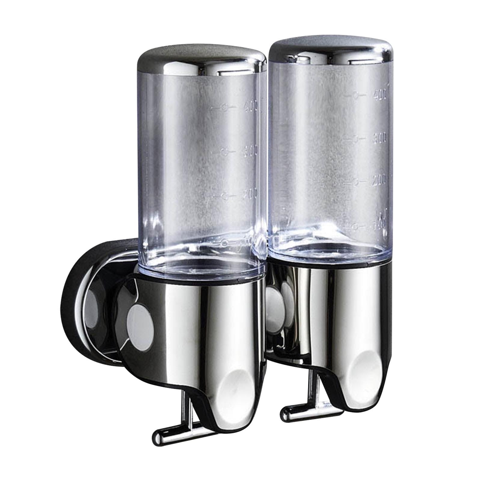 Lunxisen 2 Pcs Wall Mounted Shower Gel Dispenser Hands Free Soap Pump for Bathroom Kitchen Hotel Commercial Use Automatic Liquid Soap Dispenser