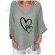 thumbnail image 2 of ICHUANYI Clearance Lady Women Lady V-Neck Short Sleeve Printed Tops Tee T-Shirt Blouse Tunics(Gray, L) ICHUANYI WER2023081401991, 2 of 2