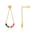 thumbnail image 2 of 14K Gold Gemstone Multicolor Rainbow Dangling Fashion Earrings for Women, 2 of 7
