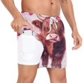 thumbnail image 2 of joogoo Men's Cattle Footprints Swim Trunks with Liner Pocket Beach Shorts Small, 2 of 9
