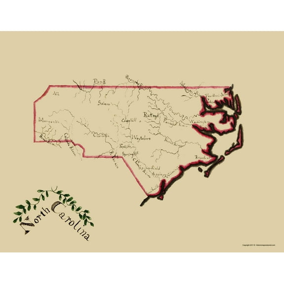 Historic State Map - North Carolina - Henshaw 1828 - 23 x 29.50 - Vintage Wall Art