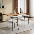 thumbnail image 4 of Dining Chairs Set of 2, Boucle Upholstered Chairs with Adjustable Legs & Backrest for Dining Room, Beige, 4 of 6