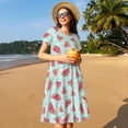 thumbnail image 4 of Balery Watermelon Vestidos sueltos de manga corta para mujer, vestidos de verano 2025, vestidos casuales de corte A con vuelo., 4 of 6