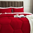 thumbnail image 4 of 5 Piece Honeycomb Design Comforter Set, 800 TC, 100% Egyptian Cotton, Oversized Super King Size Red Solid, 4 of 5