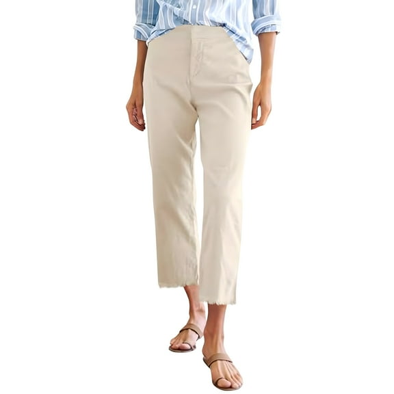 ShiShine Straight Leg Capris for Women Business Casual Work Pants Length Trousers