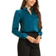 thumbnail image 4 of CAMISA DE SATÉN DE MANGA LARGA CON CUELLO ALTO Y VOLANTES PARA MUJERES INSPIRADAS CHIC XL AZUL PAVO REAL, 4 of 6