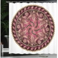 thumbnail image 4 of Ambesonne Ethnic Shower Curtain, Red Mandala Pattern, 69"Wx70"L, Magenta and Yellow, 4 of 5